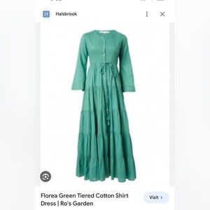 NWT Ro’s Garden Florea Green Tiered Cotton Shirt Maxi Dress XL
